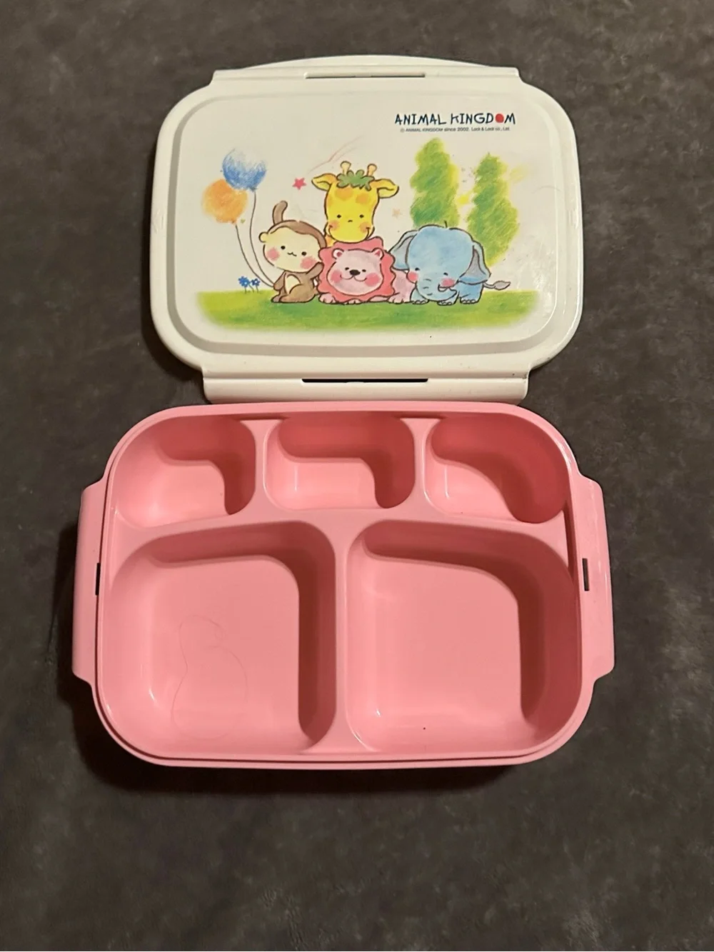Vintage-Style Lock & Lock Animal Kingdom Pink Bento Lunch Box 5 Compartment Kore